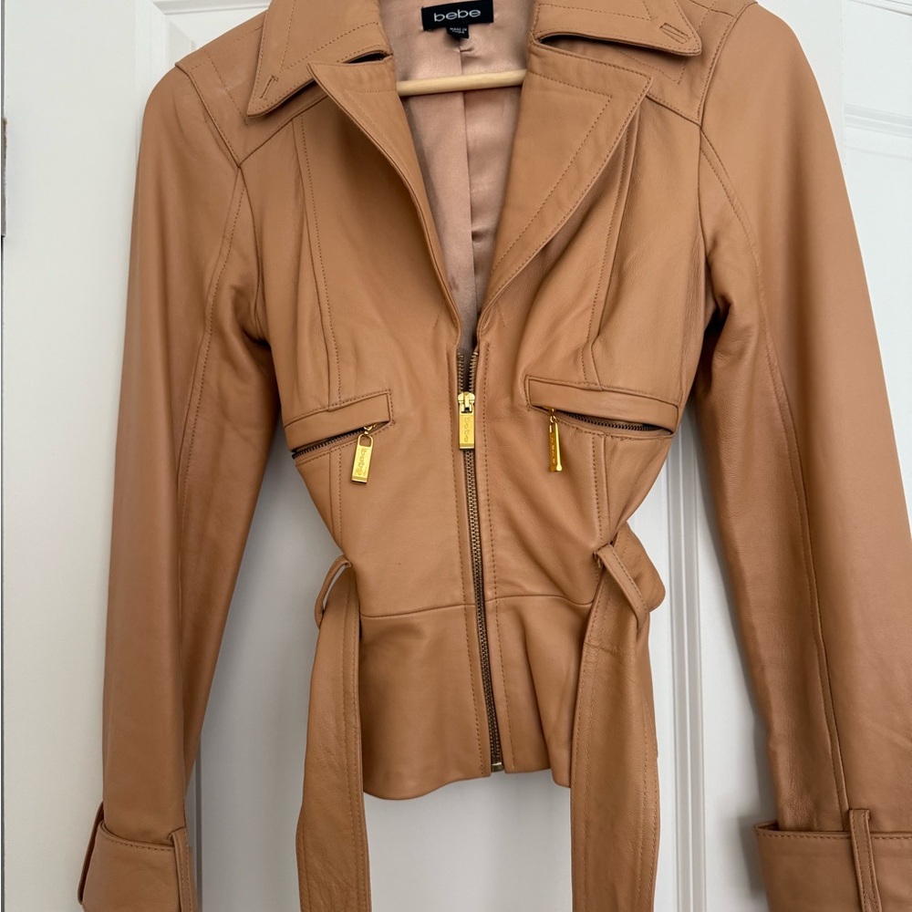 Bebe Camel Leather Jacket for Women